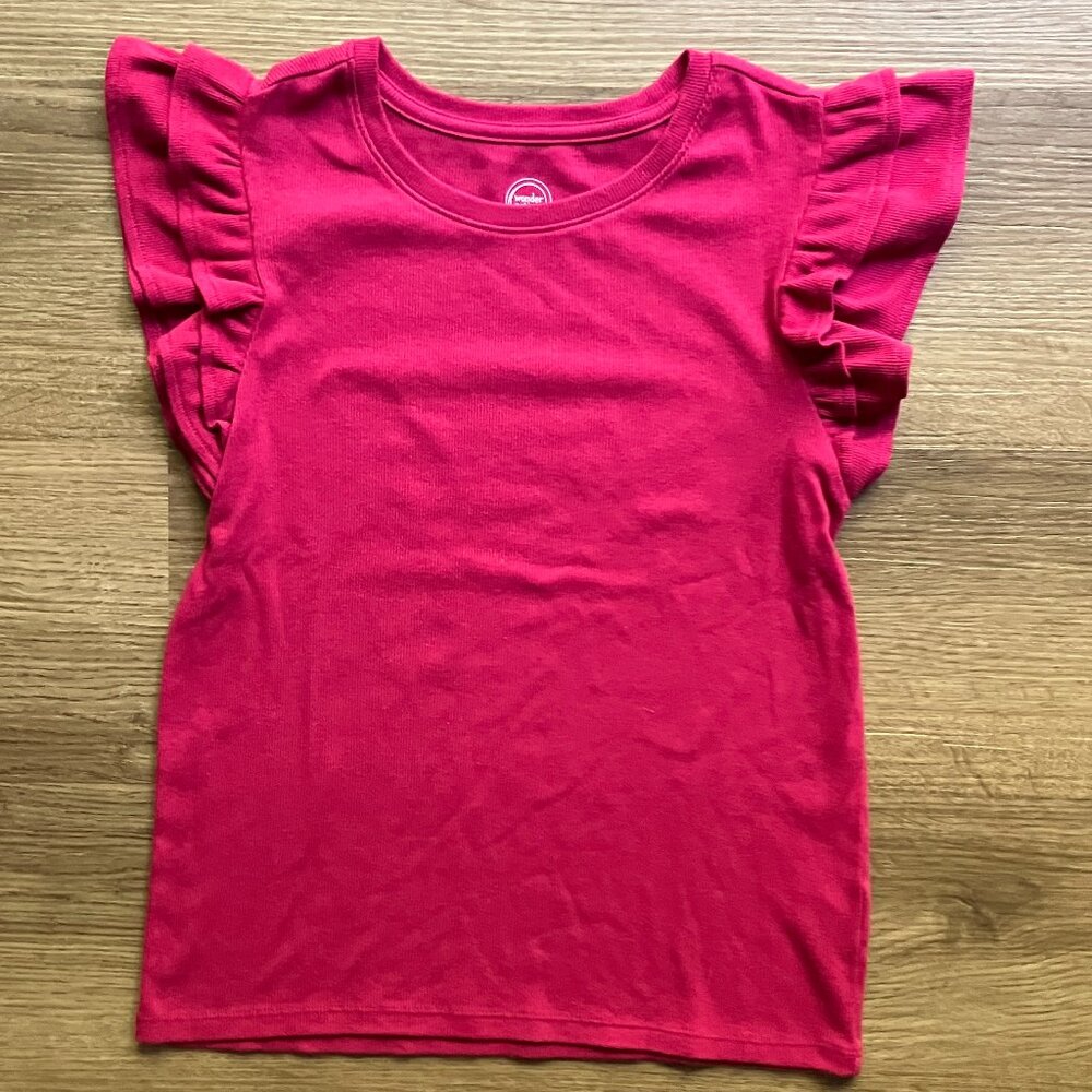 10/12 Wonder Nation Ribbed Flutter Short-Sleeve Top